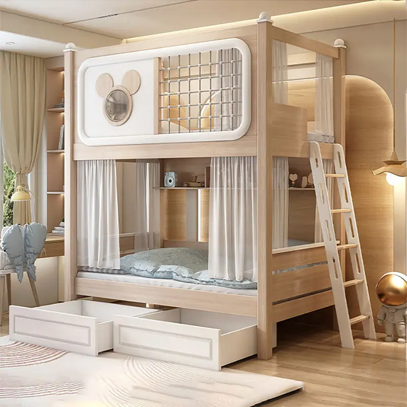 High Quality Wooden Contemporary Bunk Bed Comfortable Modern Kids' Bedroom Furniture for Children Apartment — image 4