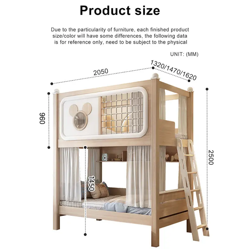 High Quality Wooden Contemporary Bunk Bed Comfortable Modern Kids' Bedroom Furniture for Children Apartment — image 6