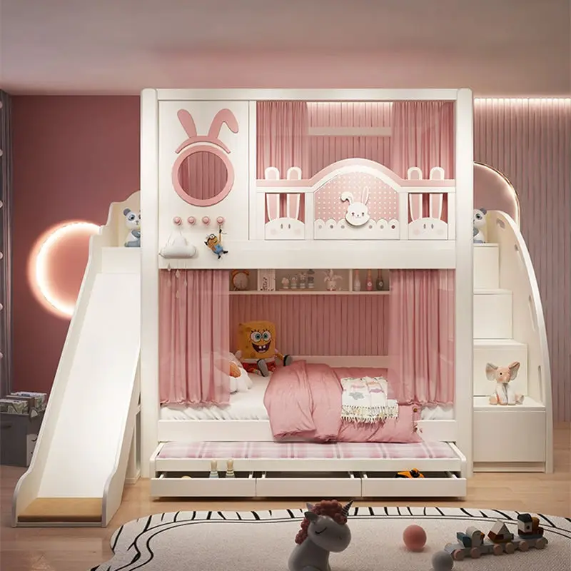 Modern Wood Contemporary Bunk Bed for Kids Comfortable Strong Sturdy Twin Queen Size for Bedroom Hotel School or Apartme — view 1
