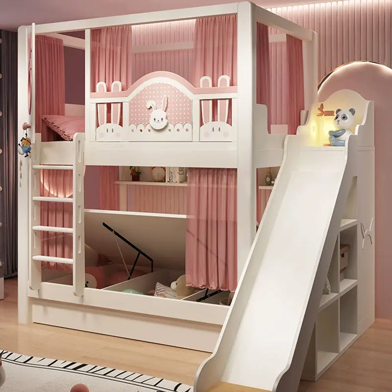 Modern Wood Contemporary Bunk Bed for Kids Comfortable Strong Sturdy Twin Queen Size for Bedroom Hotel School or Apartment — image 2