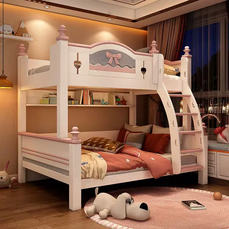 Hot Selling GIRLs Double Solid Wood Contemporary Bunk Bed Stair Storage for Bedroom School Hotels Apartments Children's — image 4