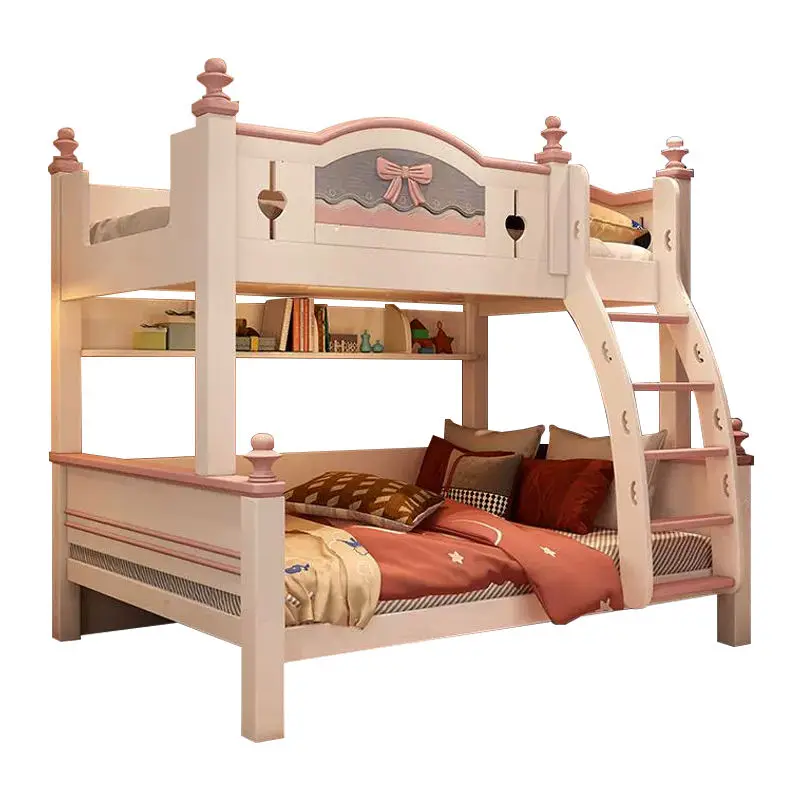 Hot Selling GIRLs Double Solid Wood Contemporary Bunk Bed Stair Storage for Bedroom School Hotels Apartments Children's — image 5