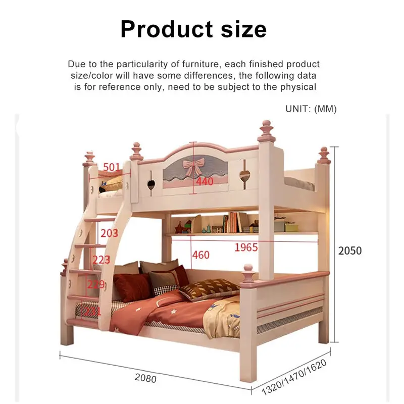 Hot Selling GIRLs Double Solid Wood Contemporary Bunk Bed Stair Storage for Bedroom School Hotels Apartments Children's — image 6