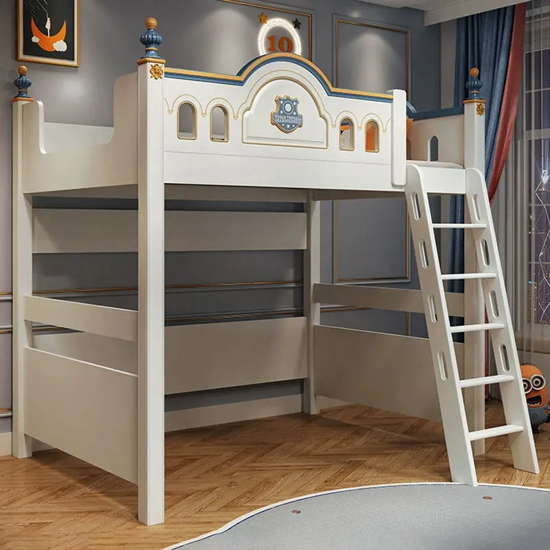 Modern Design Multi-functional Children's Twin Size Wooden Bunk Beds with Wardrobe Table Bookcase Apartment Bedroom Hotel Use — image 6