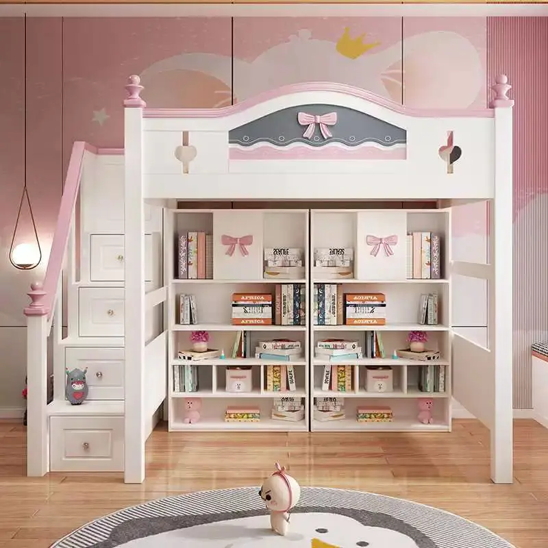 Factory Cheap Wholesale Hot Sale Modern Wood Bedroom Furniture Twin Loft Bunk Bed with Slide for Children's and Hotel Use — image 3