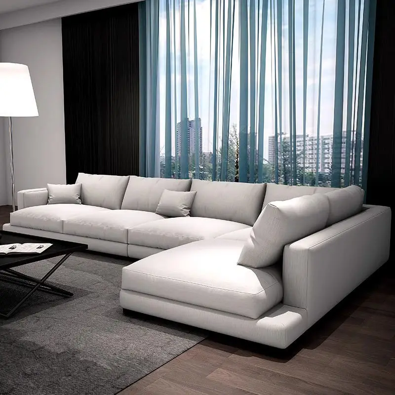 Modern Living Room Furniture Sofa Set Nordic Tech Fabric L Shape Sectional Sofas — view 1
