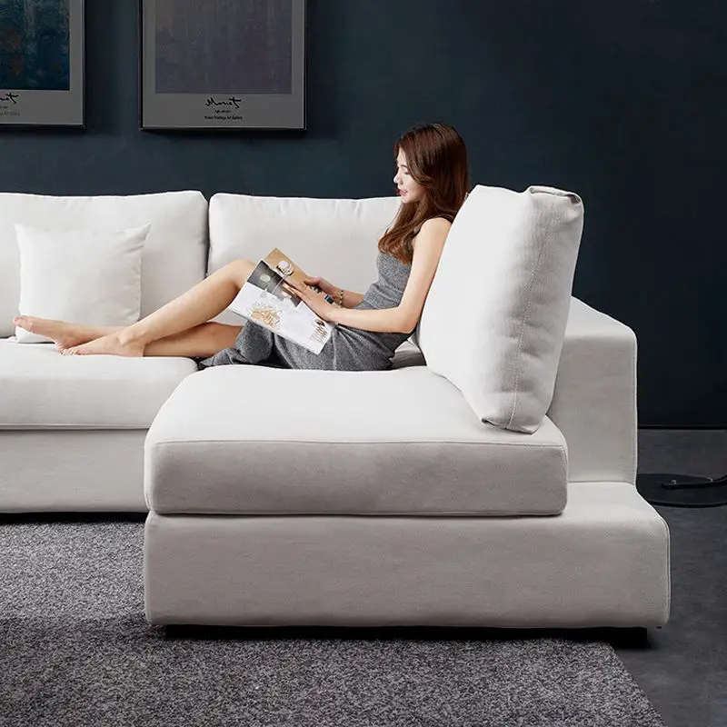 Modern Living Room Furniture Sofa Set Nordic Tech Fabric L Shape Sectional Sofas — image 4