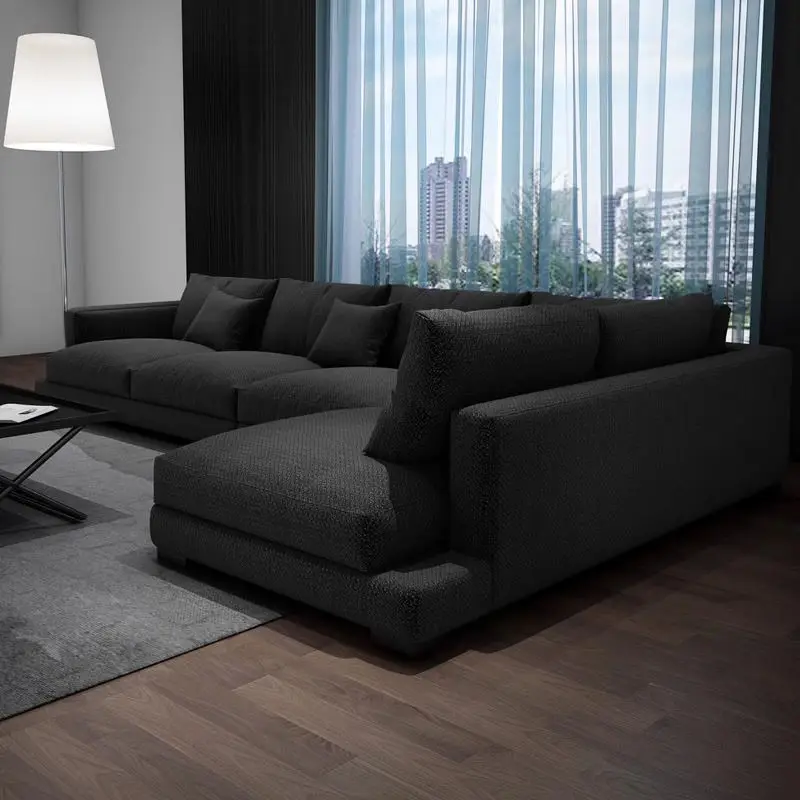 Modern Living Room Furniture Sofa Set Nordic Tech Fabric L Shape Sectional Sofas — image 6