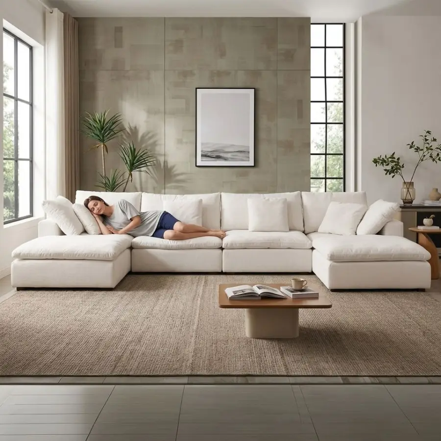 Light Luxury Italian Home Furniture Sofa Set Furniture Living Room Lounge Sofa Sets Modern Fabric Velvet Sofa Set Furniture — image 3