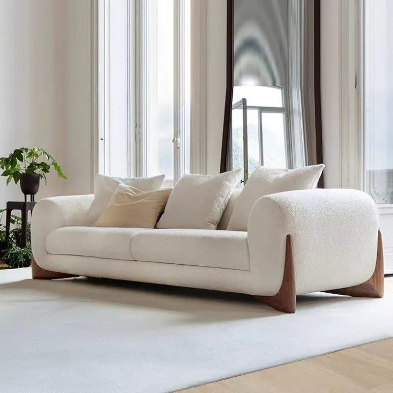 Factory Outlet Modern Couch Sofa Set Furniture Luxury Teddy Velvet Fabric Living Room Sofas with Solid Wood Leg — view 1