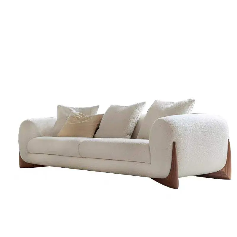 Factory Outlet Modern Couch Sofa Set Furniture Luxury Teddy Velvet Fabric Living Room Sofas with Solid Wood Leg — image 7
