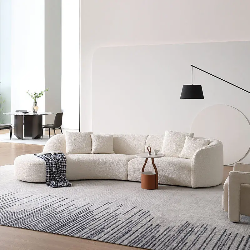 Modern High Quality Premium Luxury Reclining Sofa Set Furniture Living Room Lounge Villa Fabric Tufted Curved — image 4