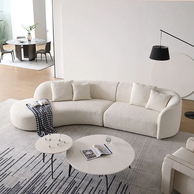Modern High Quality Premium Luxury Reclining Sofa Set Furniture Living Room Lounge Villa Fabric Tufted Curved — image 5