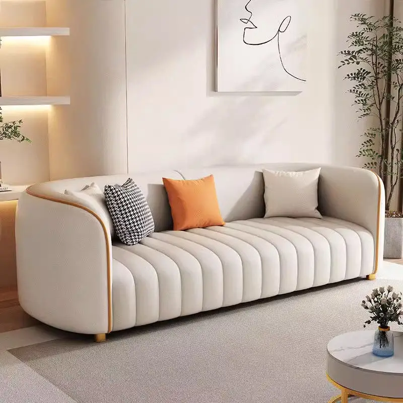 Luxury Sofas Living Room Furniture Sets Home Popular Leather Living Room Sofa Set — image 3