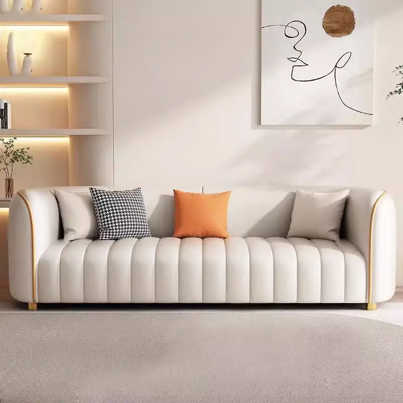 Luxury Sofas Living Room Furniture Sets Home Popular Leather Living Room Sofa Set — image 4