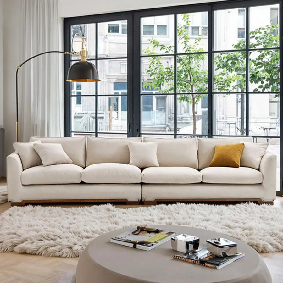 Modern Minimalist Sectional Living Room Sofas Fabric Couches Living Room Furniture Sofa Set — view 1