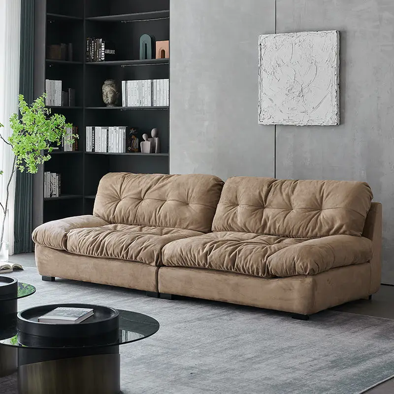 Customize Living Room Sofa Set Furniture Italian Design Comfortable White Technology Flannel Cloud Couch — view 1