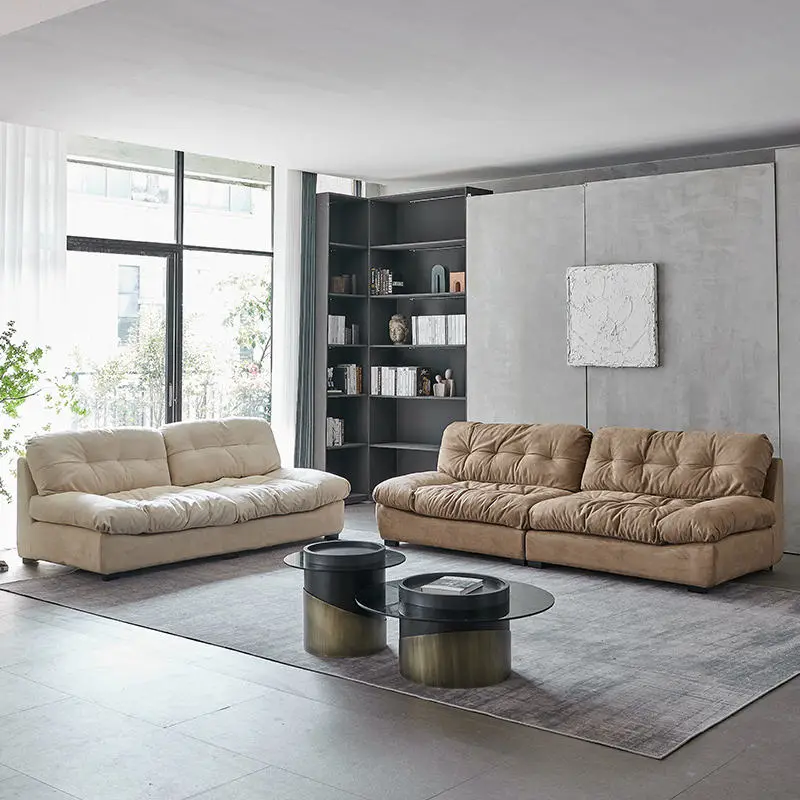 Customize Living Room Sofa Set Furniture Italian Design Comfortable White Technology Flannel Cloud Couch — image 3