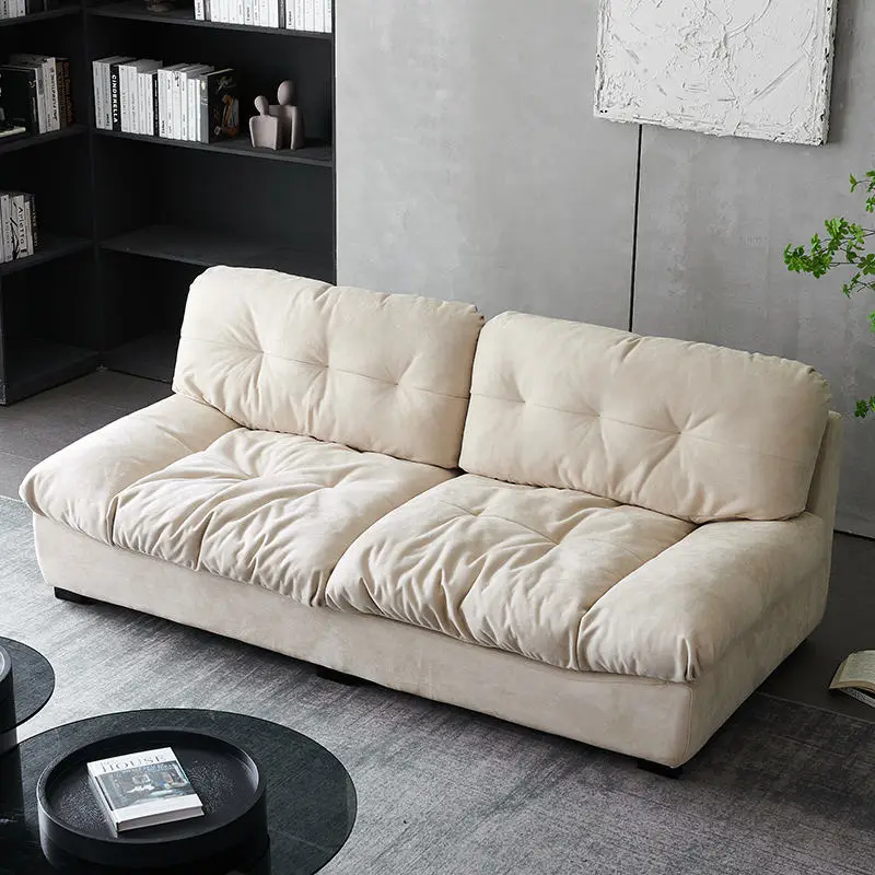 Customize Living Room Sofa Set Furniture Italian Design Comfortable White Technology Flannel Cloud Couch — image 4