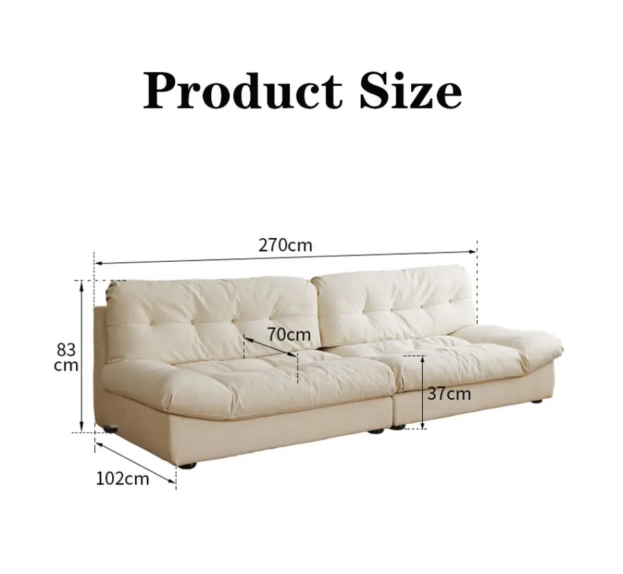 Customize Living Room Sofa Set Furniture Italian Design Comfortable White Technology Flannel Cloud Couch — image 5