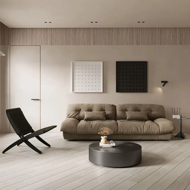 Customize Living Room Sofa Set Furniture Italian Design Comfortable White Technology Flannel Cloud Couch — image 6