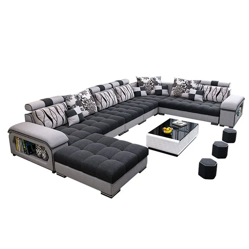 European Living Room Sofas Modern Couch Fabric U Shape Corner Sofa Luxury Sofa Set Furniture — image 6