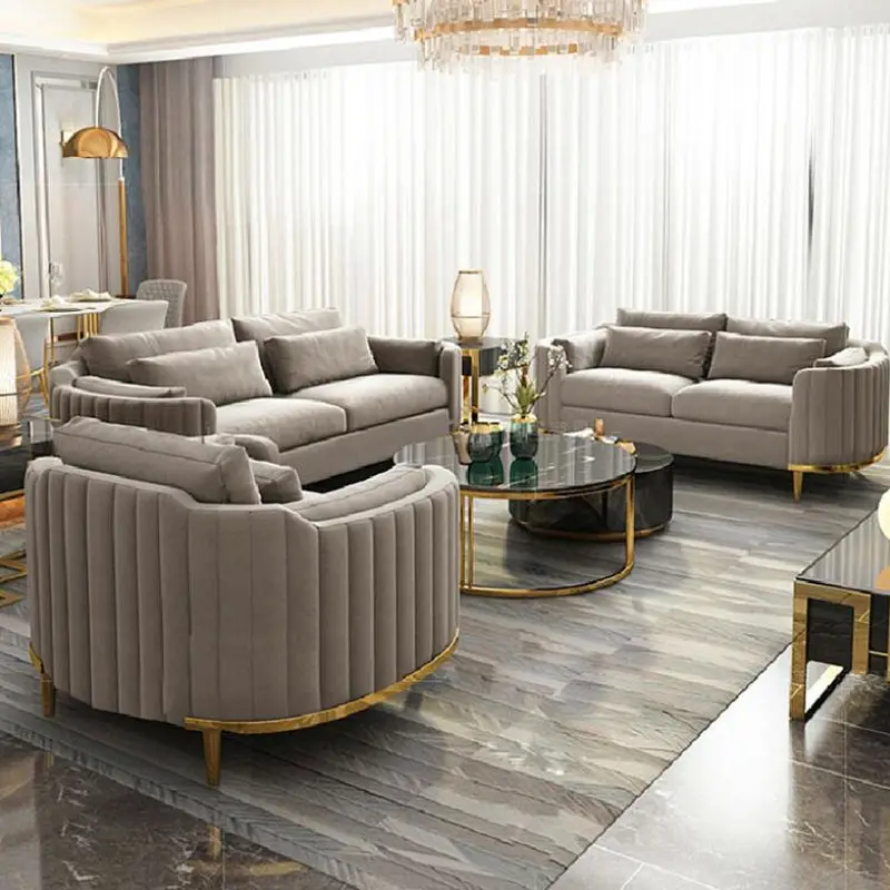 Luxury Sofa Living Room Furniture Curved Dresser Home Lounge Sofa Sets Italian Modern Fabric Velvet Sofa Set Furniture — view 1