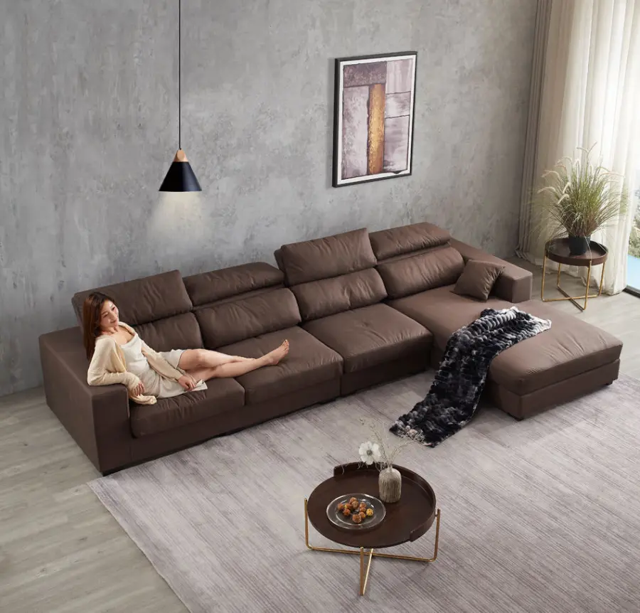 Modern Luxury L-Shaped Velvet Sectional Sofa Set with Solid Wood Frame for Hotel & Villa Living Room Lounge — view 1