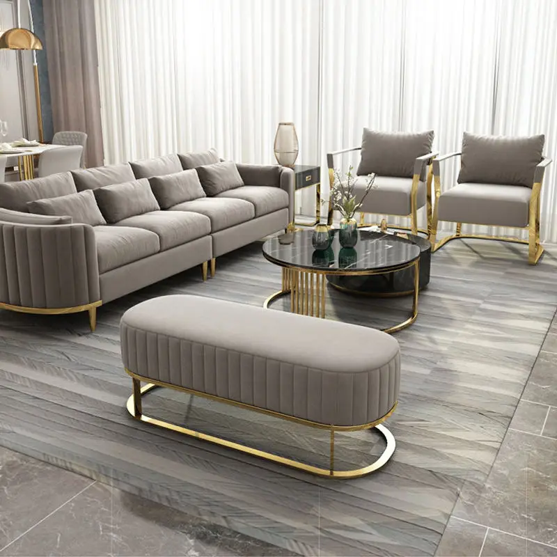 Luxury Sofa Living Room Furniture Curved Dresser Home Lounge Sofa Sets Italian Modern Fabric Velvet Sofa Set Furniture — image 4