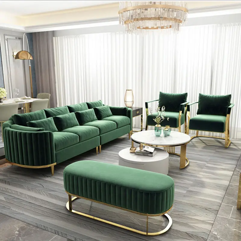 Luxury Sofa Living Room Furniture Curved Dresser Home Lounge Sofa Sets Italian Modern Fabric Velvet Sofa Set Furniture — image 5