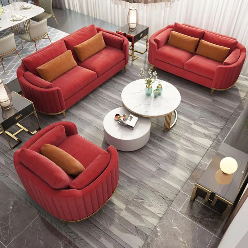 Luxury Sofa Living Room Furniture Curved Dresser Home Lounge Sofa Sets Italian Modern Fabric Velvet Sofa Set Furniture — image 6