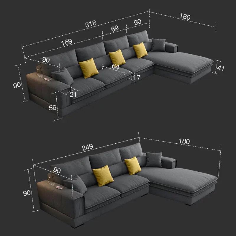 Nordic Luxury Technology Cloth Corner Fabric Sofa Set Furniture Lounge Living Room Sofas Sectional Modern l Shaped Sofa — image 7