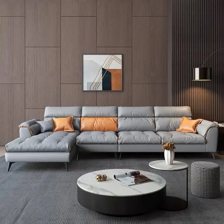 Factory Customized Living Room Furniture Sofas Sectionals L Shape Technique Fabric Sofa Set — image 3