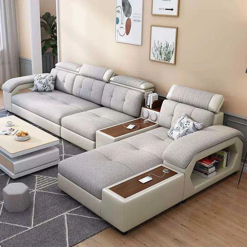 l Shape Sofa Sectional Luxury USB Charging Audio White Living Room Sofas Furniture Sets Modern American Style Lounges So — view 1