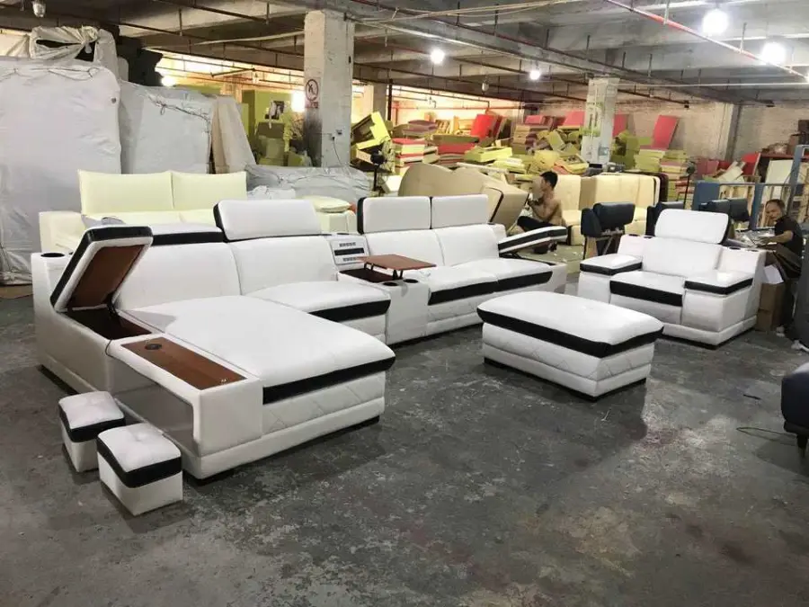 Luxury Leather Sofa Set Furniture European l Shape Sofa Modern Living Room Sofas — image 5