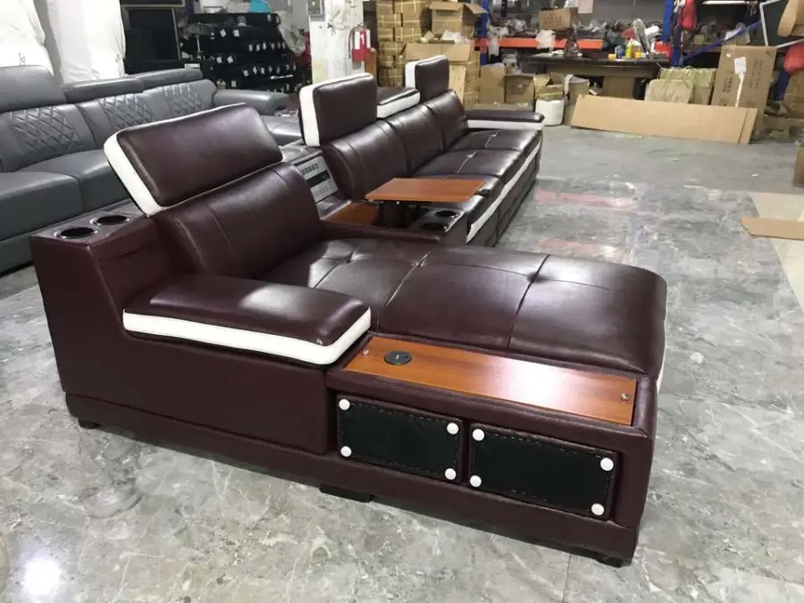 Luxury Leather Sofa Set Furniture European l Shape Sofa Modern Living Room Sofas — image 6