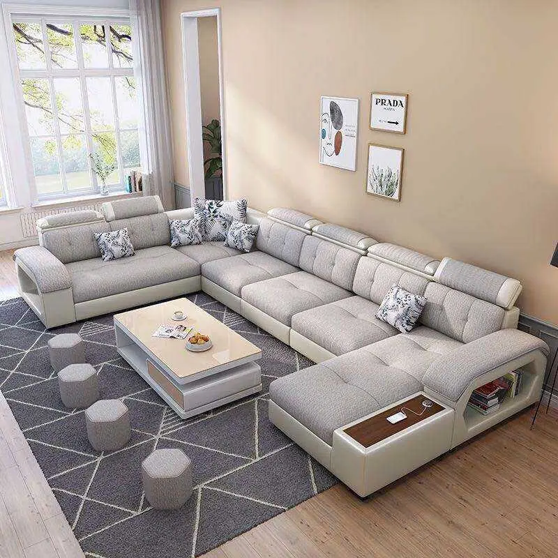 l Shape Sofa Sectional Luxury USB Charging Audio White Living Room Sofas Furniture Sets Modern American Style Lounges Sofa — image 4