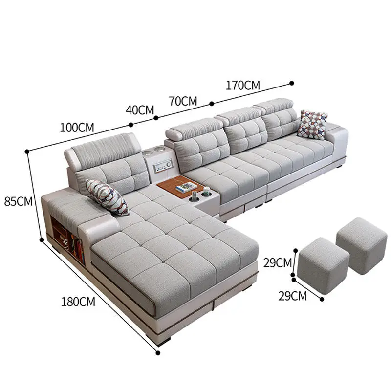 l Shape Sofa Sectional Luxury USB Charging Audio White Living Room Sofas Furniture Sets Modern American Style Lounges Sofa — image 6