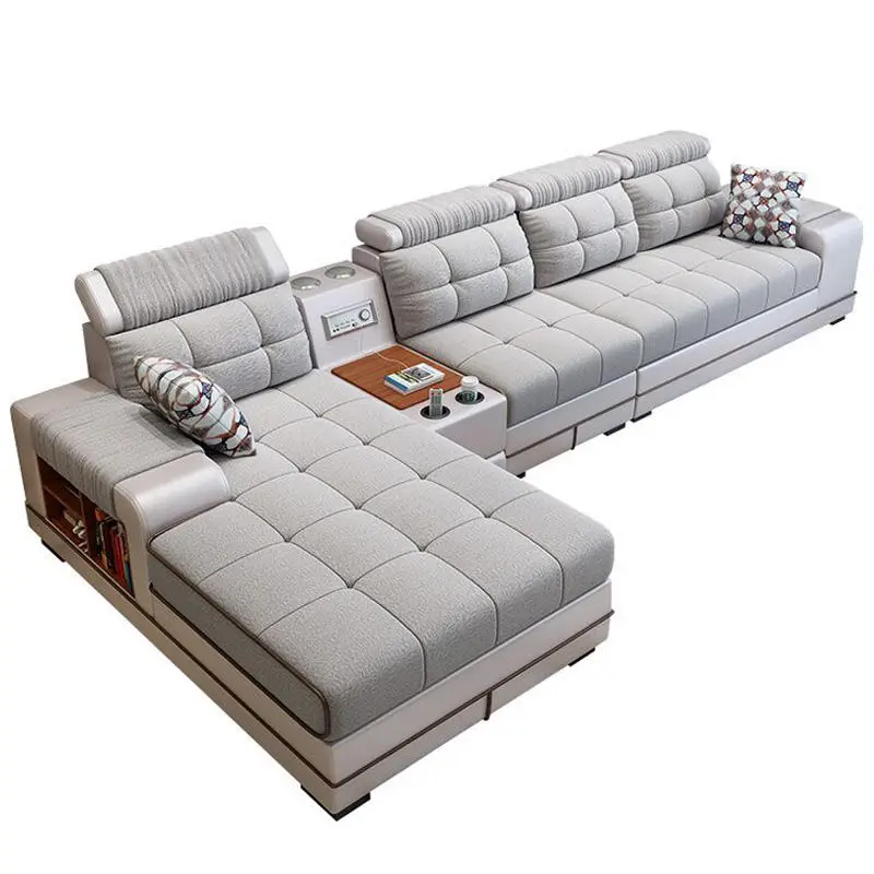 l Shape Sofa Sectional Luxury USB Charging Audio White Living Room Sofas Furniture Sets Modern American Style Lounges Sofa — image 7