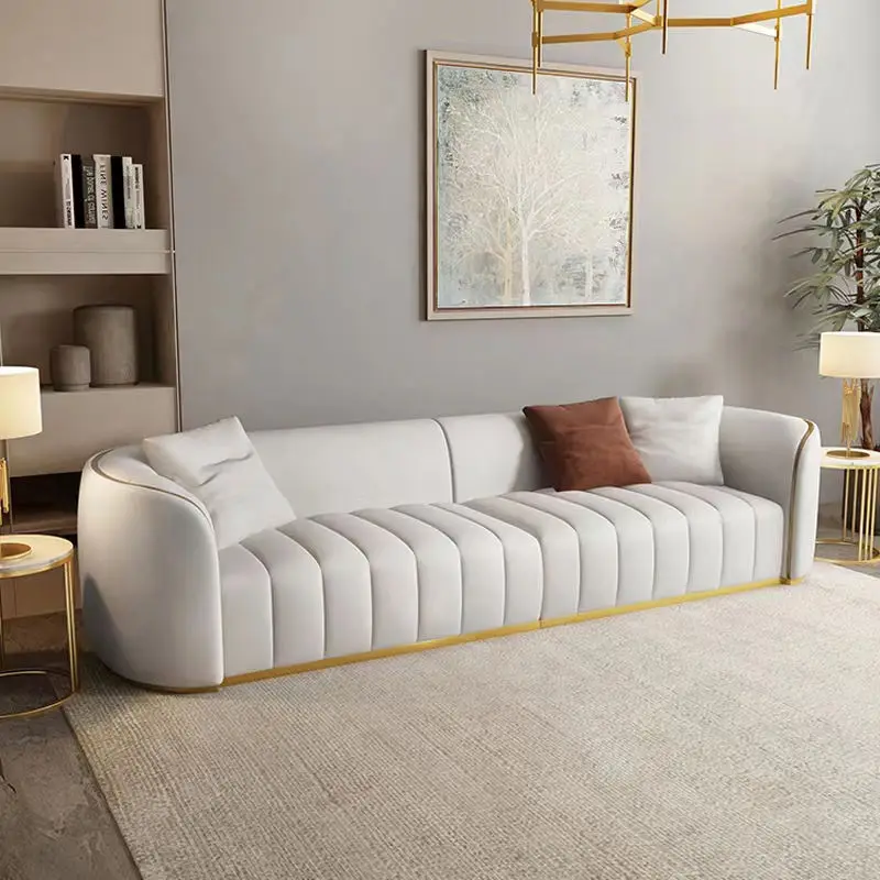 Modern Pink and White Curved Wedding Sofa Luxury Stainless Steel Chesterfield 3 Seat Sectional Sofa Set Living Room Furn — view 1