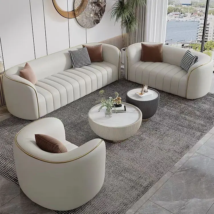 Modern Pink and White Curved Wedding Sofa Luxury Stainless Steel Chesterfield 3 Seat Sectional Sofa Set Living Room Furniture — image 4