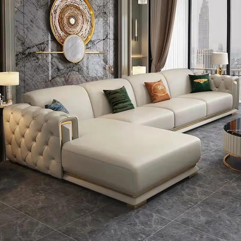 High End Italian Leather Sofa Luxury Living Room Furniture Technology Fabric Chesterfield Sofa Set for Living Room Velvet Sofas — image 4