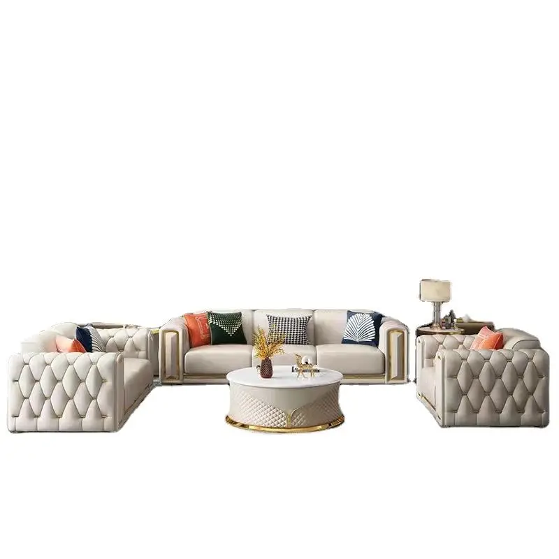 High End Italian Leather Sofa Luxury Living Room Furniture Technology Fabric Chesterfield Sofa Set for Living Room Velvet Sofas — image 7