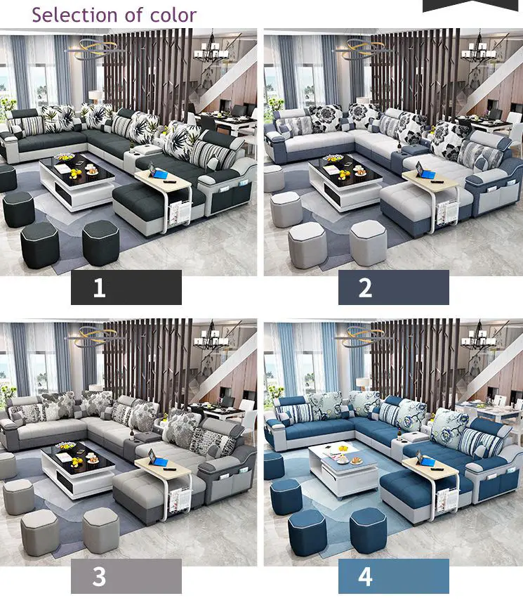 Home Furniture Corner Couch Living Room Sofas/Modern Fabric Sofa Bed Royal Sofa Set 7 Seater — image 7