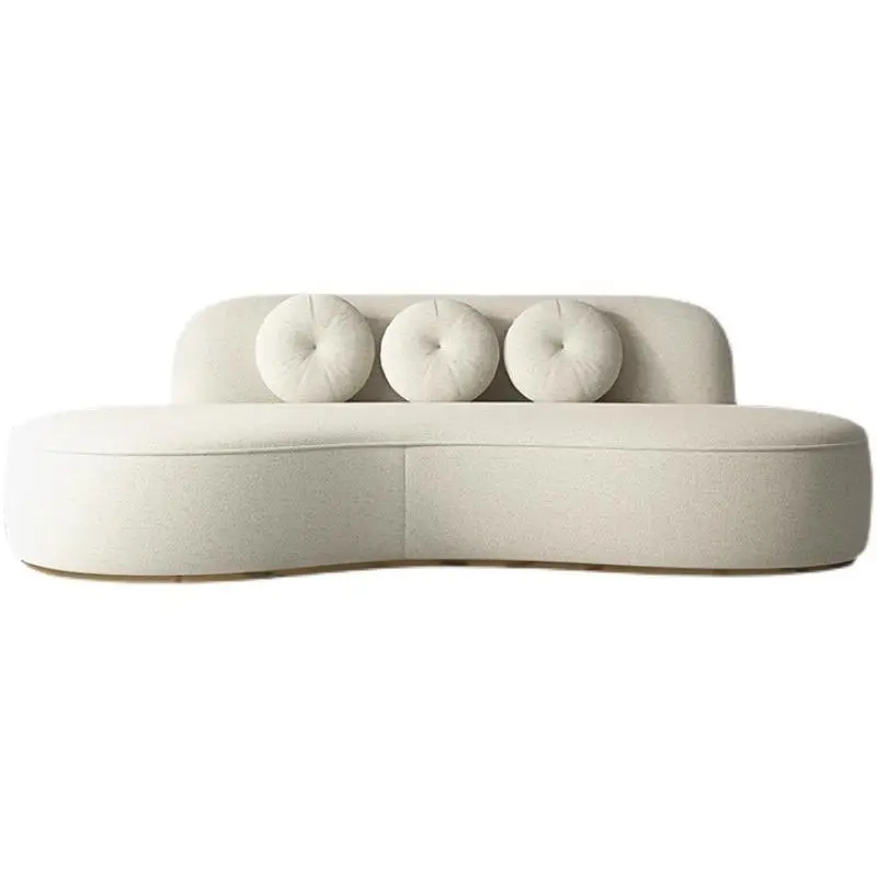 White Cashmere Wool Fashion Designer Living Room Sofas Stainless Steel Feet Comfortable Upholstered 3 Seater Sofa Bed — image 6