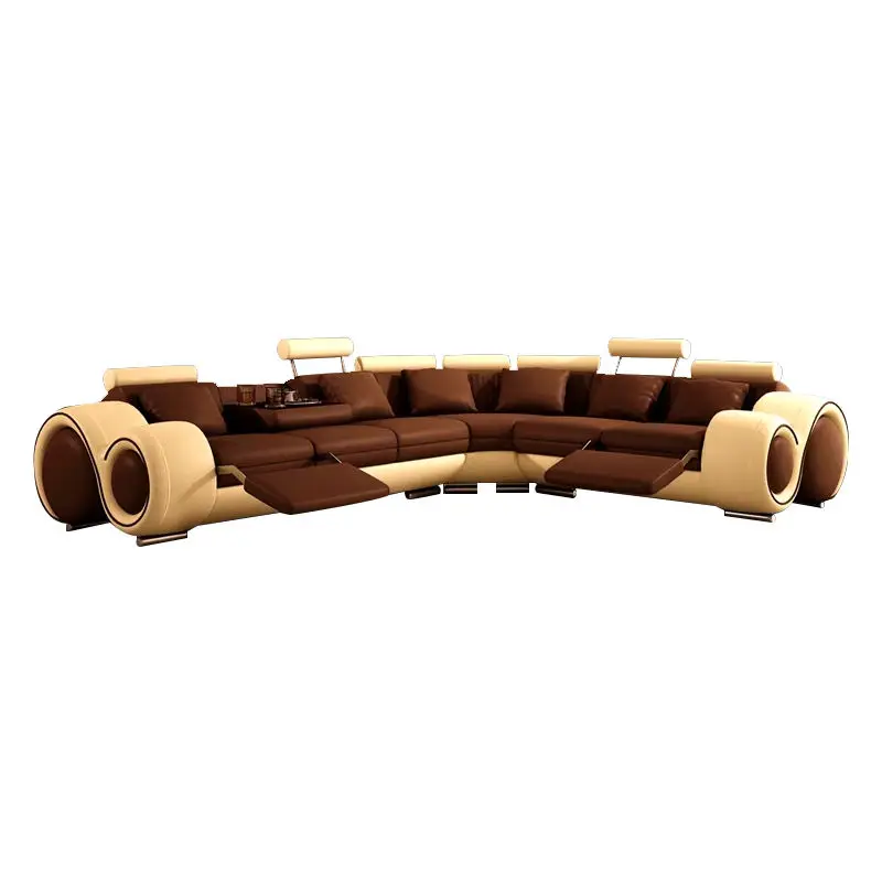 American Style Living Room Reclining Sofas Modern Fashion Luxury Genuine Leather Corner Sofa — image 5