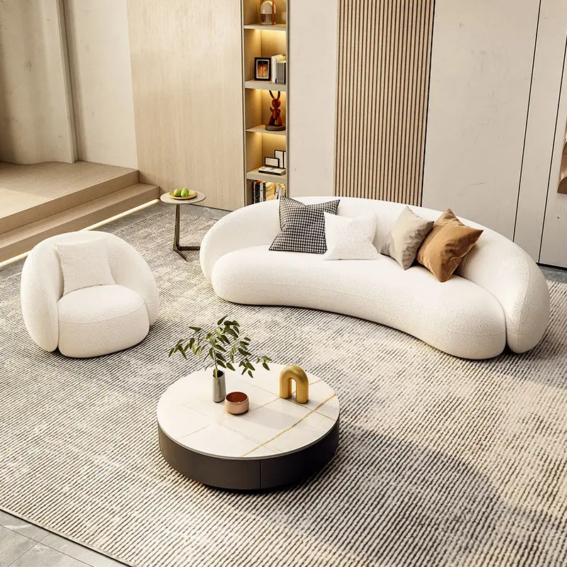 Hot Sales Modern Couch Simple Sofa Minimalist Special Shaped White Velvet Light Luxury Living Room Sofa Furniture — view 1