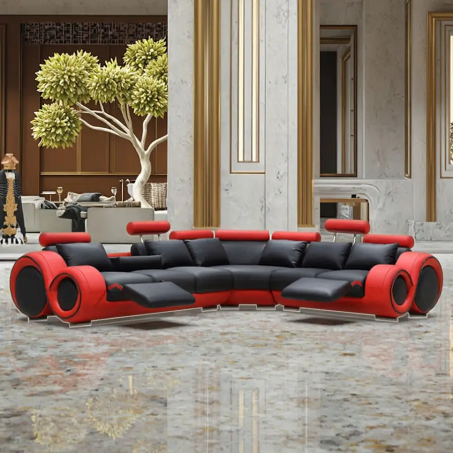 European American Popular High Quality Living Room Sofas Set Furniture Modern Arm Reclining Corner Genuine Leather Sofa — view 1