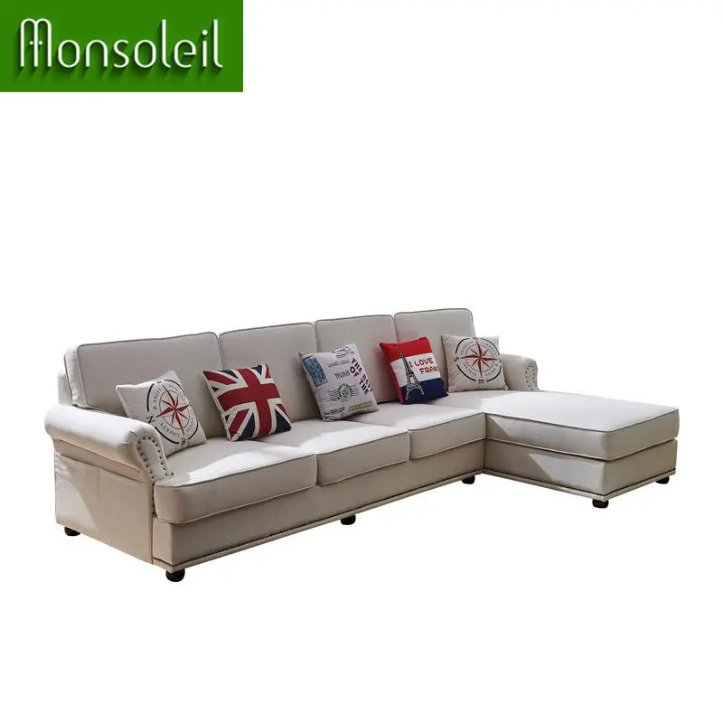 American Style Reclining Sofa Set Sectionals Luxury L-Shaped Fabric Modern White Living Room Sofas — image 5