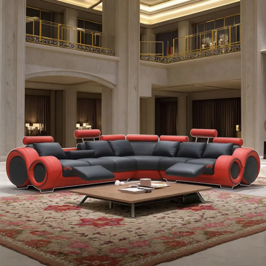 European American Popular High Quality Living Room Sofas Set Furniture Modern Arm Reclining Corner Genuine Leather Sofa Hotel — image 3